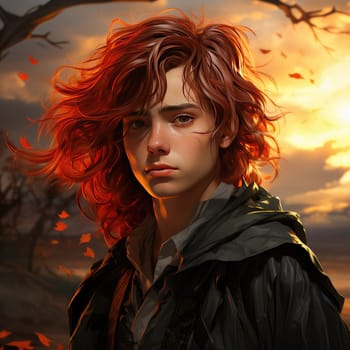 Beautiful young redhead woman soldier portrait. Ai Generative