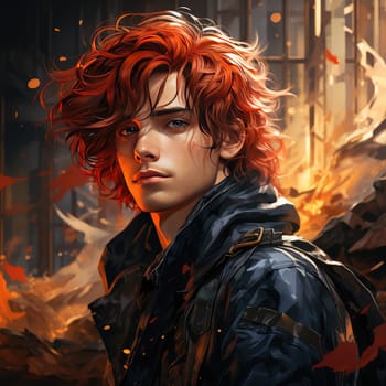 Beautiful young redhead woman soldier portrait. Ai Generative