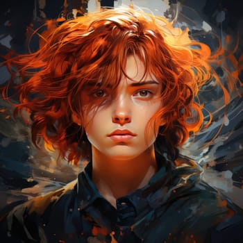 Beautiful young redhead woman soldier portrait. Ai Generative