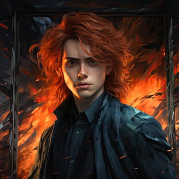 Beautiful young redhead woman soldier portrait. Ai Generative