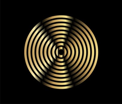 Concentric circle element. Gold luxurious color ring. Abstract  vector illustration for sound wave, golden graphic, Modern decoration for websites, posters, banners, template EPS10 vector