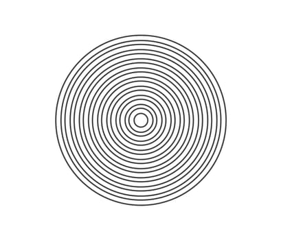 Concentric circle element. Black and white color ring. Abstract  vector illustration for sound wave, Monochrome graphic.