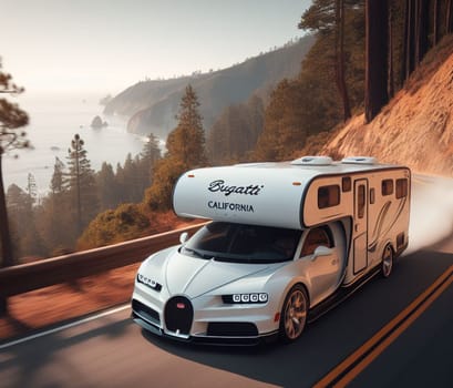 expensive luxury fast sports supercar design camper van conversion for digital nomad avdenture weekender ai art generated