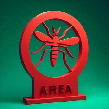 spiral coil smoke pyrethrum insecticide mosquito warning sign warning area green solid background generative ai art