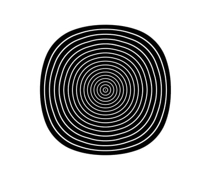 Concentric circle element. Black and white color ring. Abstract  vector illustration for sound wave, Monochrome graphic.