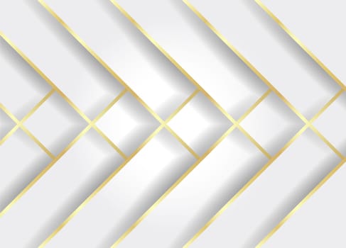 White luxury abstract background with golden lines and shadows. Premium vector illustration