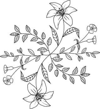 Flowers and gardens leave illustration isolated drawing.