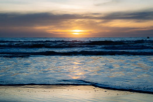 Affirmation photo You are free to be different Love yourself sunset over the sea horizon orange sky clouds dark sea water edge sand.