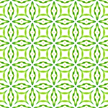 Watercolor ikat repeating tile border. Green neat boho chic summer design. Textile ready mind-blowing print, swimwear fabric, wallpaper, wrapping. Ikat repeating swimwear design.