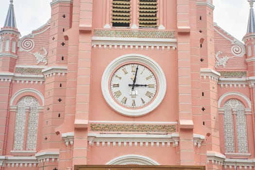 Ho Chi Minh City, Vietnam - 03.07.2023: View of the pink Tan Dinh church. High quality photo