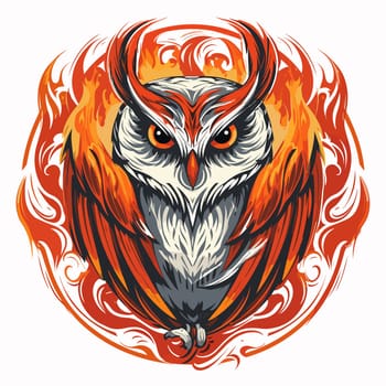 Illustration of an owl in a vector art style isolated on white. Template for sticker, t-shirt print, poster, etc.