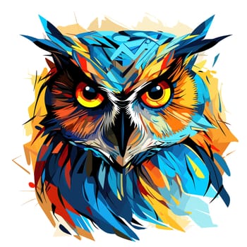 Illustration of an owl in a vector art style isolated on white. Template for sticker, t-shirt print, poster, etc.