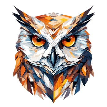 Illustration of an owl in a vector art style isolated on white. Template for sticker, t-shirt print, poster, etc.