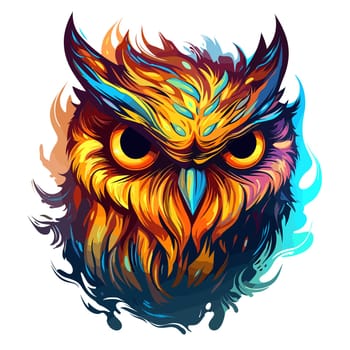 Illustration of an owl in a vector art style isolated on white. Template for sticker, t-shirt print, poster, etc.