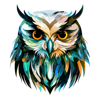 Illustration of an owl in a vector art style isolated on white. Template for sticker, t-shirt print, poster, etc.