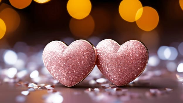 Two pink hearts as a symbol of love.