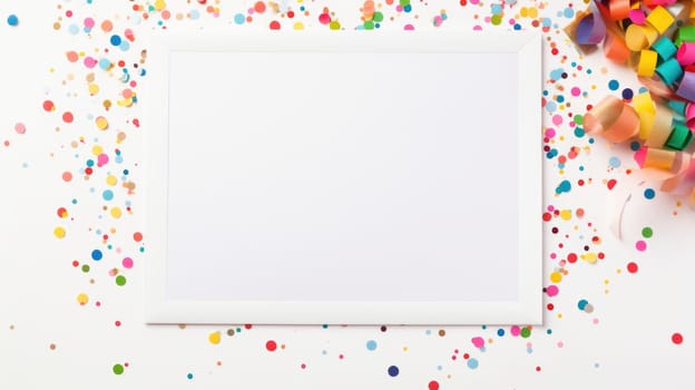 White blank paper greeting card with new year and Christmas decorations, holidays festive mock up comeliness