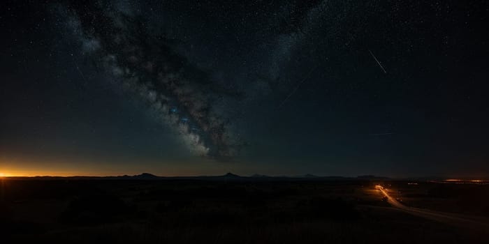 A beautiful night landscape shot with long exposure. The Milky Way. High quality illustration