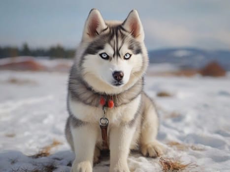 Portrait of a Siberian Husky sled dog.