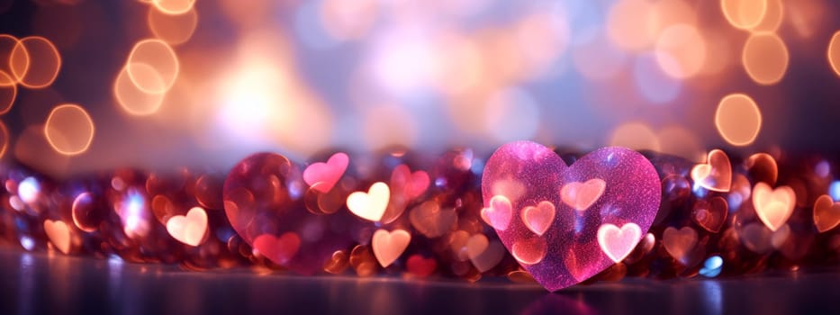 Bokeh hearts are a beautiful background for Valentine's Day. Selective focus. Heart.