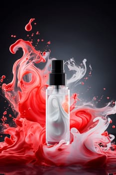 A bottle of liquid. Vaping. Flavored e-liquid. Selective focus. Nature.