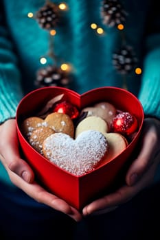 Heart cookies in hands. Selective focus. Food.