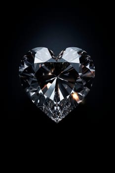 Diamond heart on a black background. Selective focus. dark.