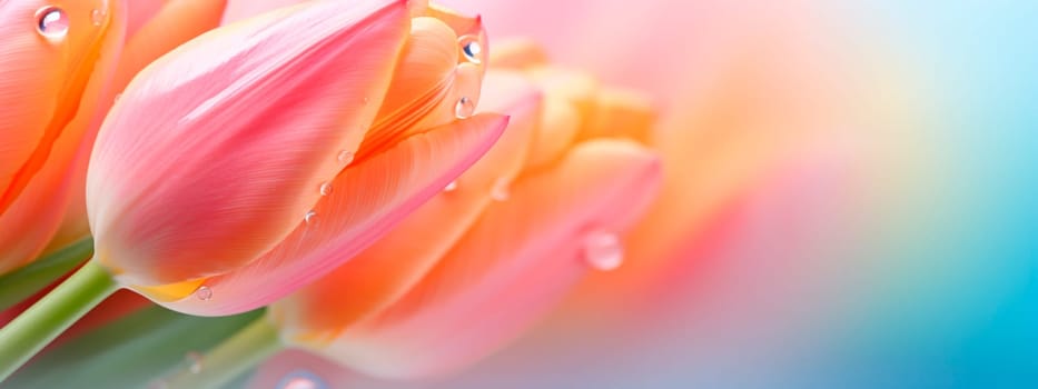 Beautiful tulips in pastel colors. Selective focus. Nature.