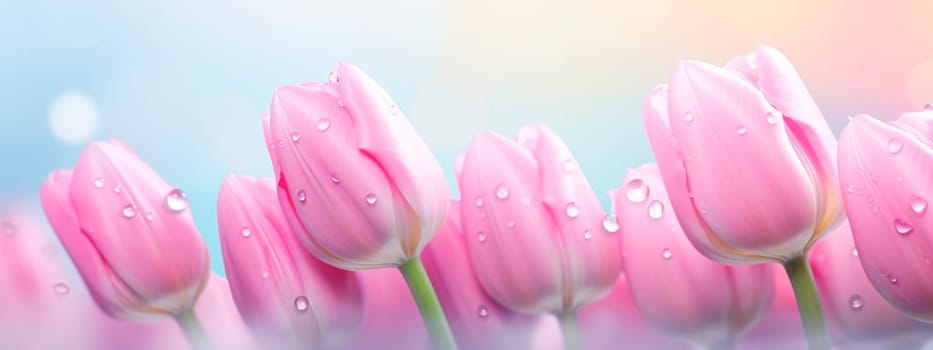 Beautiful tulips in pastel colors. Selective focus. Nature.