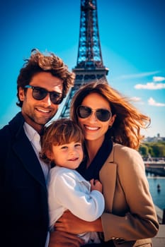 Happy family together in Paris. Selective focus. Love.