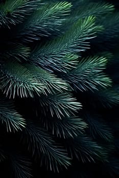 Moody shadows cast over deep green pine foliage - Generative AI