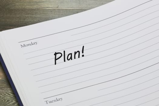 A Plan reminder message in an open diary