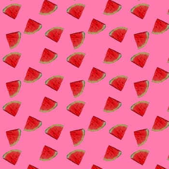 Watermelon pattern, Sliced watermelon. Summer concept. Flat lay, top view. High quality photo