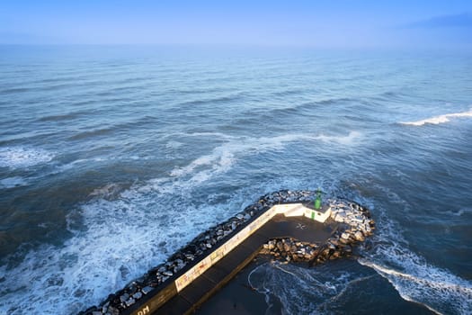 Documentation of the left bank of the port of Viareggio photographed at dawn 