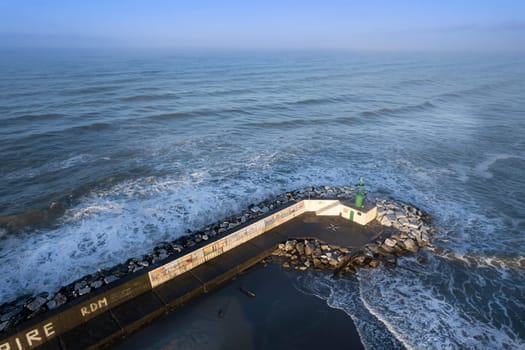 Documentation of the left bank of the port of Viareggio photographed at dawn 