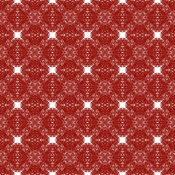 Exotic seamless pattern. Maroon symmetrical kaleidoscope background. Textile ready original print, swimwear fabric, wallpaper, wrapping. Summer swimwear exotic seamless design.