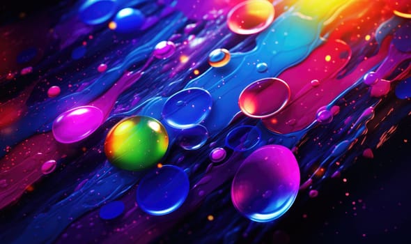 Abstract liquid background in electric neon colors. The colourful texture of the water surface.