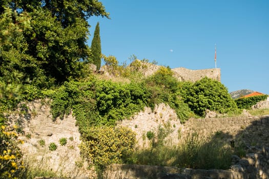 Old city. Sunny view of ruins of citadel in Stari Bar town on Bar city in Montenegro.