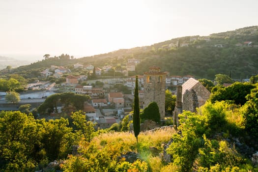 Old city. Sunny view of ruins of citadel in Stari Bar town on Bar city in Montenegro.