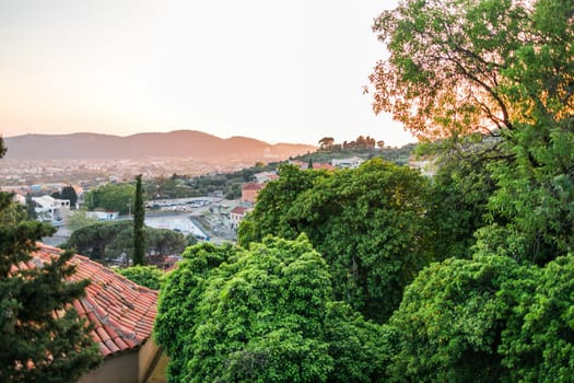 Mediterranean Village in montenegro and sunset.