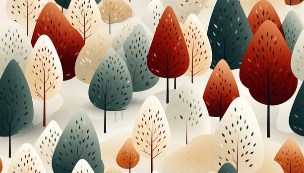 Abstract seamless pattern with autumn forest. background for various surface. Trendy drawn textures. Colorful trees and forest wallpaper cute design Nature