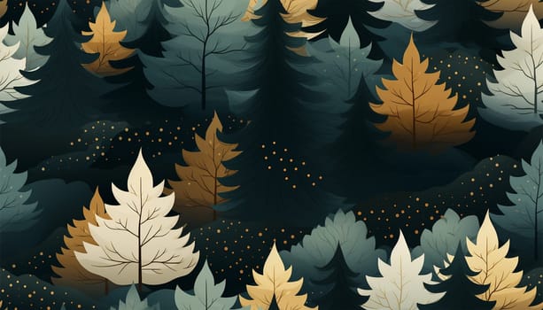 Abstract seamless pattern with autumn forest. background for various surface. Trendy drawn textures. Colorful trees and forest wallpaper cute design Nature