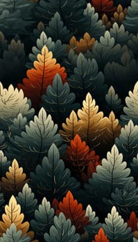 Abstract seamless pattern with autumn forest. background for various surface. Trendy drawn textures. Colorful trees and forest wallpaper cute design Nature