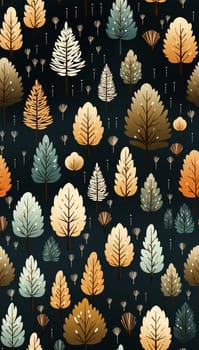 Abstract seamless pattern with autumn forest. background for various surface. Trendy drawn textures. Colorful trees and forest wallpaper cute design Nature