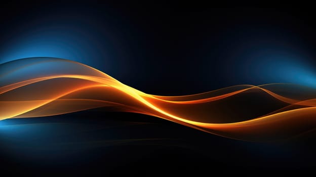 Abstract background of glowing lines in bright neon colours on a dark background