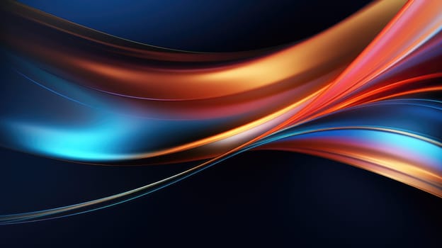 Abstract background of glowing lines in bright neon colours on a dark background