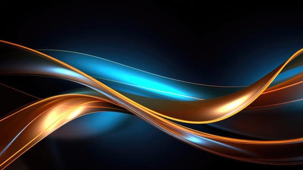 Abstract background of glowing lines in bright neon colours on a dark background