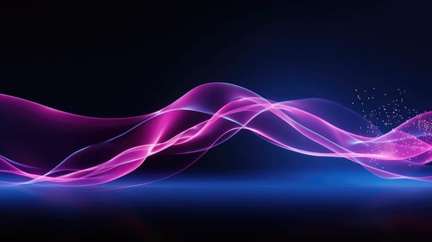 Abstract background of glowing lines in bright neon colours on a dark background