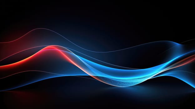 Abstract background of glowing lines in bright neon colours on a dark background