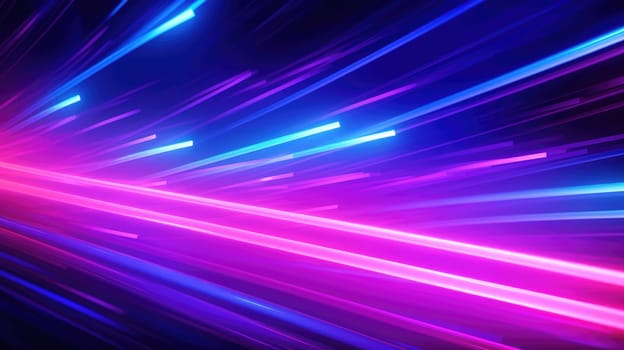 Abstract background of glowing lines in bright neon colours on a dark background